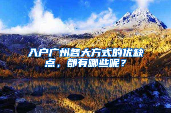 入户广州各大方式的优缺点，都有哪些呢？