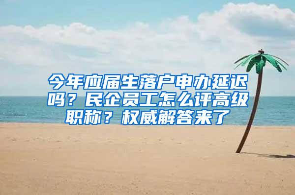 今年应届生落户申办延迟吗？民企员工怎么评高级职称？权威解答来了