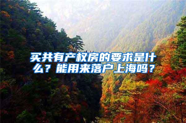 买共有产权房的要求是什么？能用来落户上海吗？