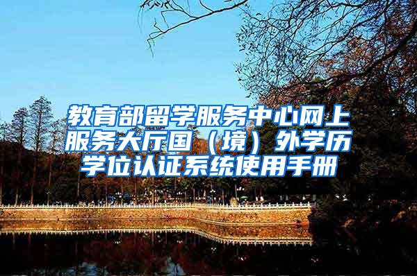 教育部留学服务中心网上服务大厅国（境）外学历学位认证系统使用手册