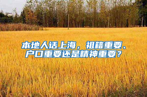 本地人话上海，祖籍重要、户口重要还是精神重要？