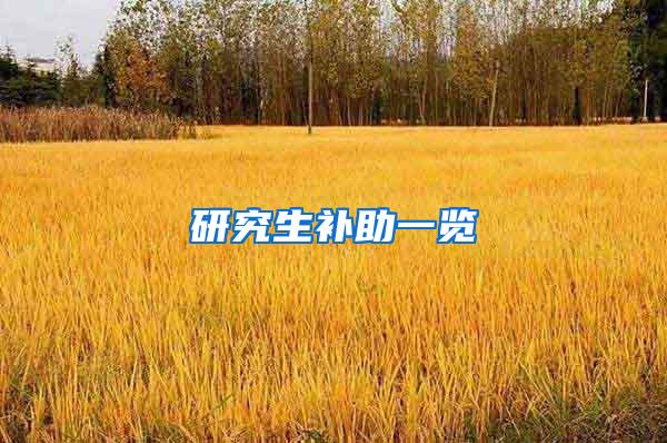 研究生补助一览