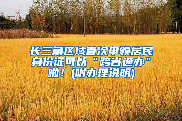 长三角区域首次申领居民身份证可以“跨省通办”啦！(附办理说明)