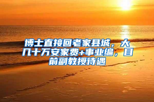 博士直接回老家县城，大几十万安家费+事业编，目前副教授待遇