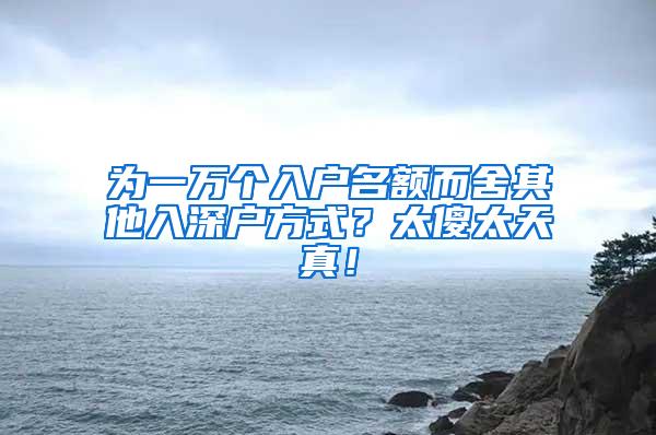 为一万个入户名额而舍其他入深户方式？太傻太天真！