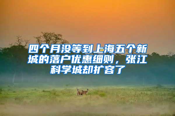 四个月没等到上海五个新城的落户优惠细则，张江科学城却扩容了