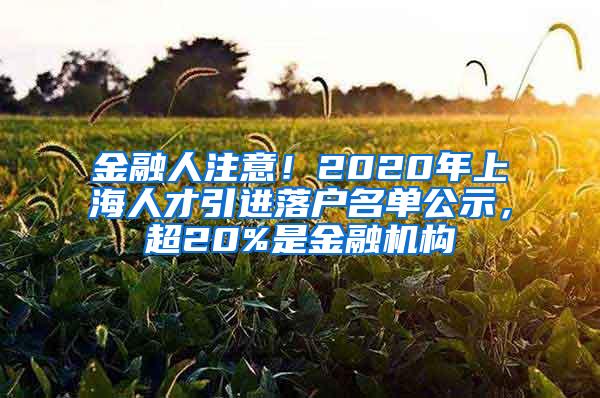 金融人注意！2020年上海人才引进落户名单公示，超20%是金融机构