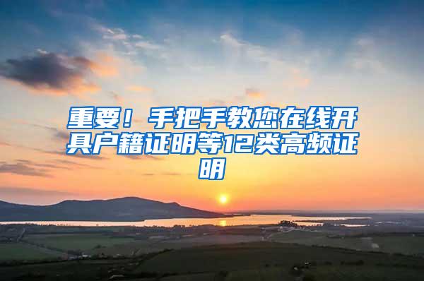 重要！手把手教您在线开具户籍证明等12类高频证明