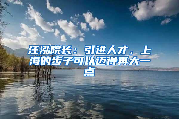 汪泓院长：引进人才，上海的步子可以迈得再大一点