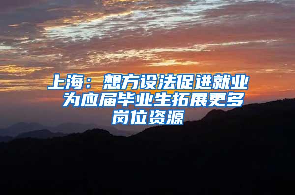 上海：想方设法促进就业 为应届毕业生拓展更多岗位资源