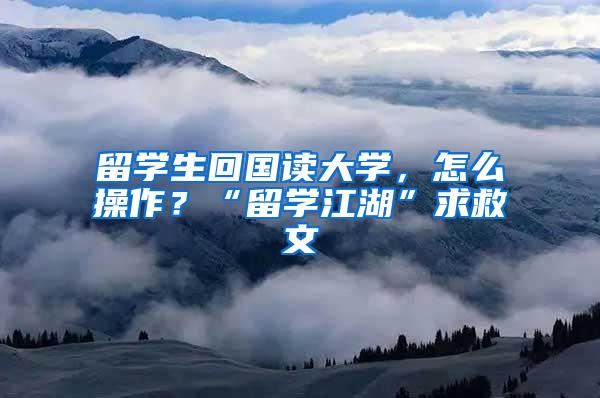留学生回国读大学，怎么操作？“留学江湖”求救文
