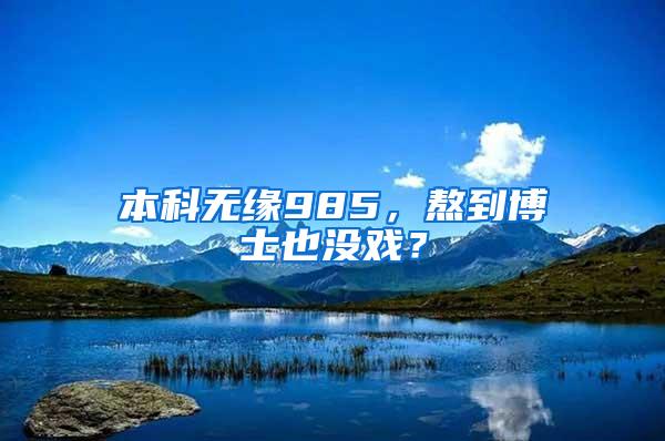 本科无缘985，熬到博士也没戏？
