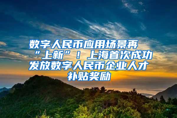 数字人民币应用场景再“上新”！上海首次成功发放数字人民币企业人才补贴奖励