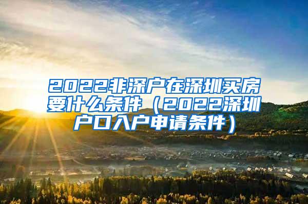 2022非深户在深圳买房要什么条件（2022深圳户口入户申请条件）