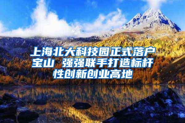 上海北大科技园正式落户宝山 强强联手打造标杆性创新创业高地