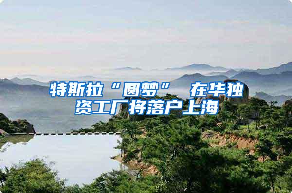 特斯拉“圆梦” 在华独资工厂将落户上海