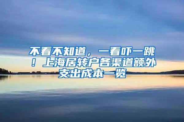 不看不知道，一看吓一跳！上海居转户各渠道额外支出成本一览