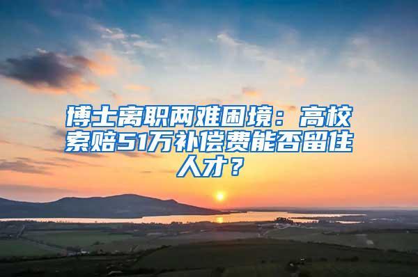 博士离职两难困境：高校索赔51万补偿费能否留住人才？