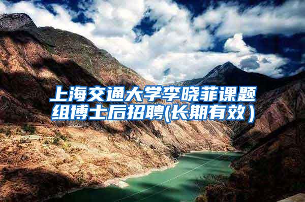 上海交通大学李晓菲课题组博士后招聘(长期有效）