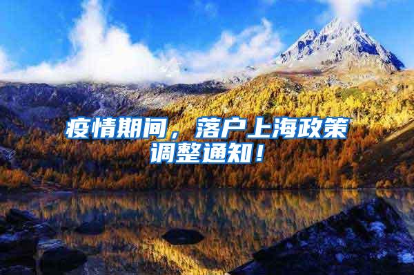 疫情期间，落户上海政策调整通知！
