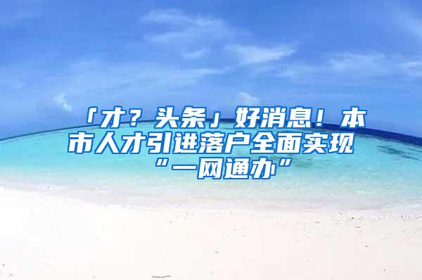 「才？头条」好消息！本市人才引进落户全面实现“一网通办”