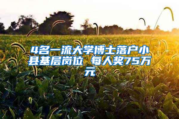 4名一流大学博士落户小县基层岗位 每人奖75万元