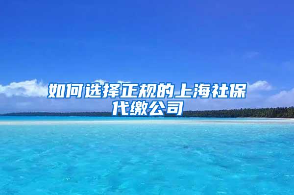 如何选择正规的上海社保代缴公司