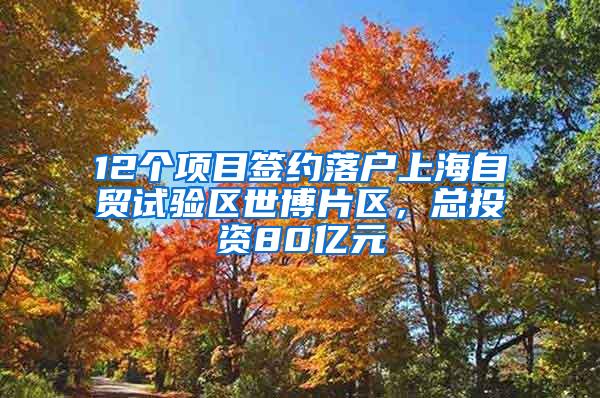 12个项目签约落户上海自贸试验区世博片区，总投资80亿元