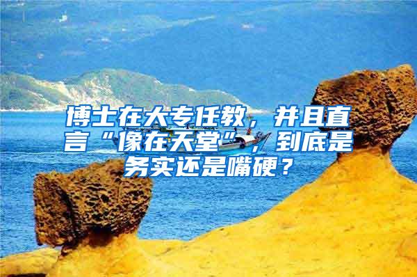 博士在大专任教，并且直言“像在天堂”，到底是务实还是嘴硬？