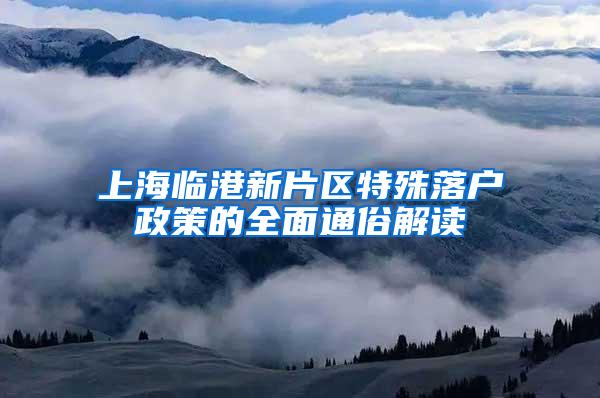上海临港新片区特殊落户政策的全面通俗解读