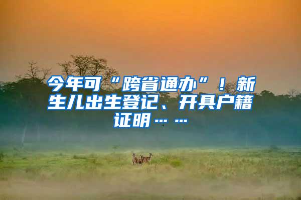 今年可“跨省通办”！新生儿出生登记、开具户籍证明……