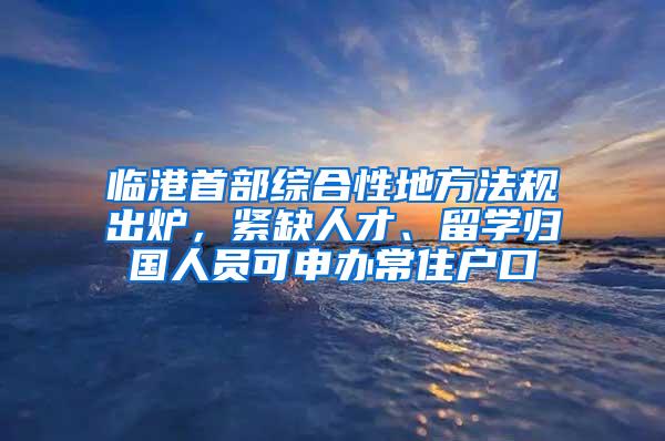 临港首部综合性地方法规出炉，紧缺人才、留学归国人员可申办常住户口
