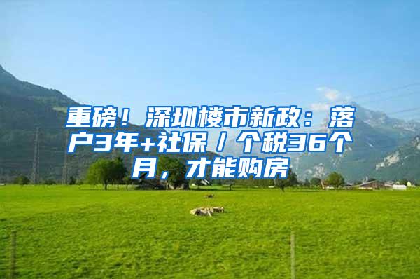 重磅！深圳楼市新政：落户3年+社保／个税36个月，才能购房