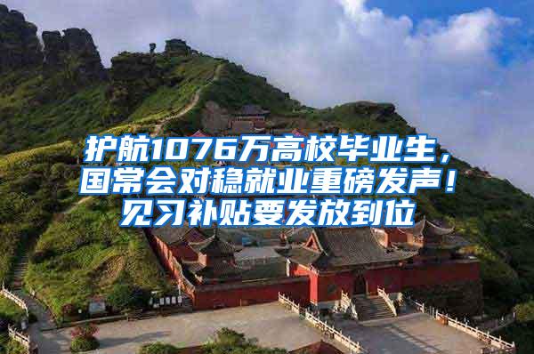 护航1076万高校毕业生，国常会对稳就业重磅发声！见习补贴要发放到位