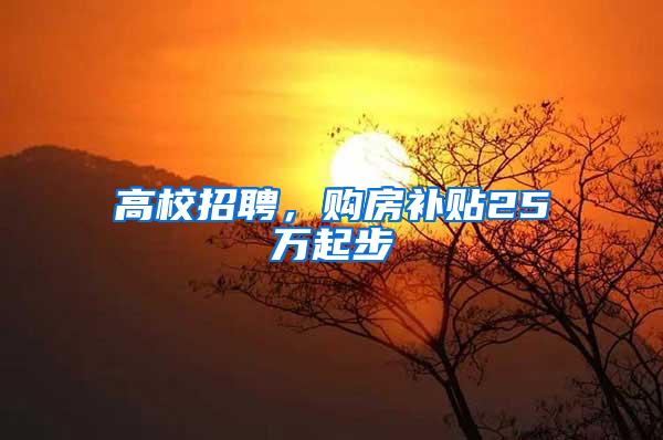高校招聘，购房补贴25万起步