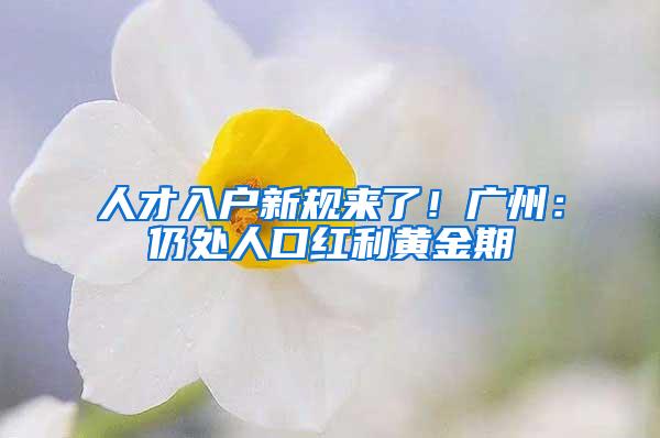 人才入户新规来了！广州：仍处人口红利黄金期