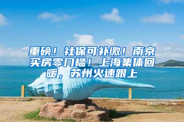 重磅！社保可补缴！南京买房零门槛！上海集体回暖，苏州火速跟上