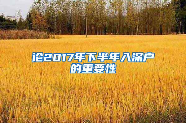 论2017年下半年入深户的重要性