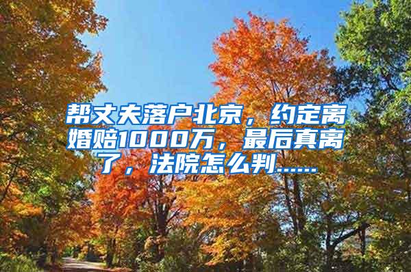 帮丈夫落户北京，约定离婚赔1000万，最后真离了，法院怎么判......