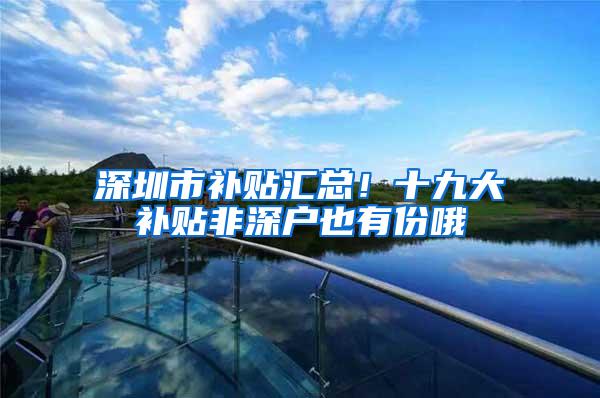 深圳市补贴汇总！十九大补贴非深户也有份哦