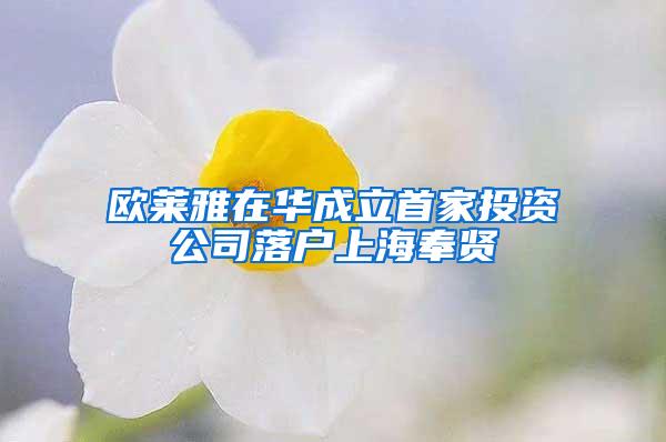 欧莱雅在华成立首家投资公司落户上海奉贤