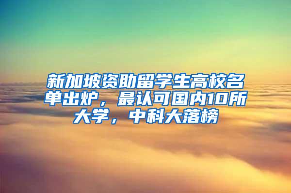新加坡资助留学生高校名单出炉，最认可国内10所大学，中科大落榜