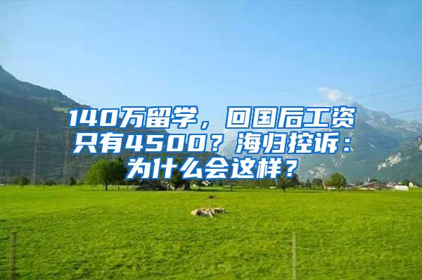 140万留学，回国后工资只有4500？海归控诉：为什么会这样？