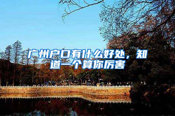 广州户口有什么好处，知道一个算你厉害