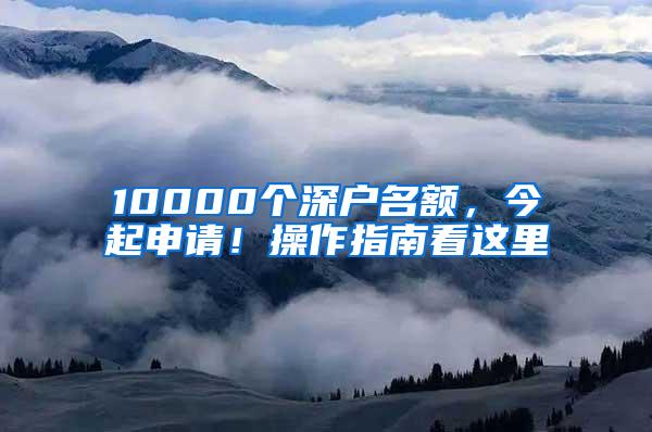 10000个深户名额，今起申请！操作指南看这里