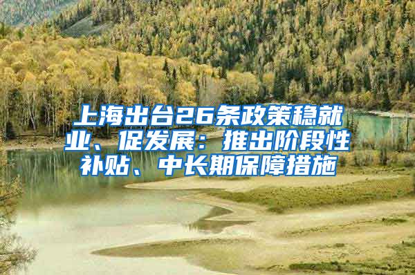 上海出台26条政策稳就业、促发展：推出阶段性补贴、中长期保障措施