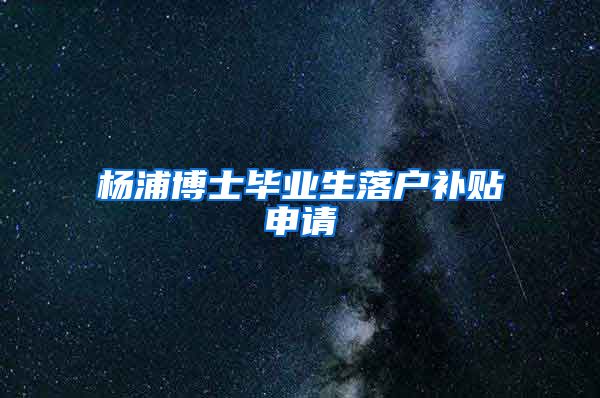 杨浦博士毕业生落户补贴申请