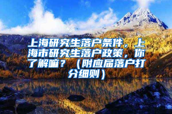 上海研究生落户条件，上海市研究生落户政策，你了解嘛？（附应届落户打分细则）