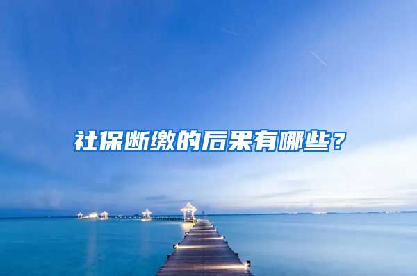 社保断缴的后果有哪些？