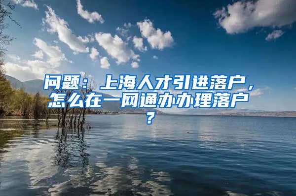 问题:上海人才引进落户,怎么在一网通办办理落户?
